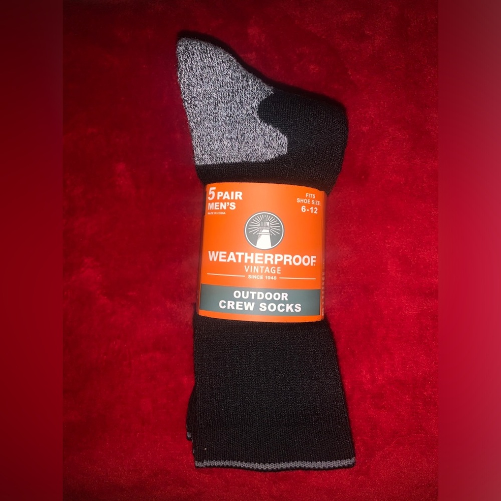 Weatherproof Men’s Outdoor Black Crew Socks